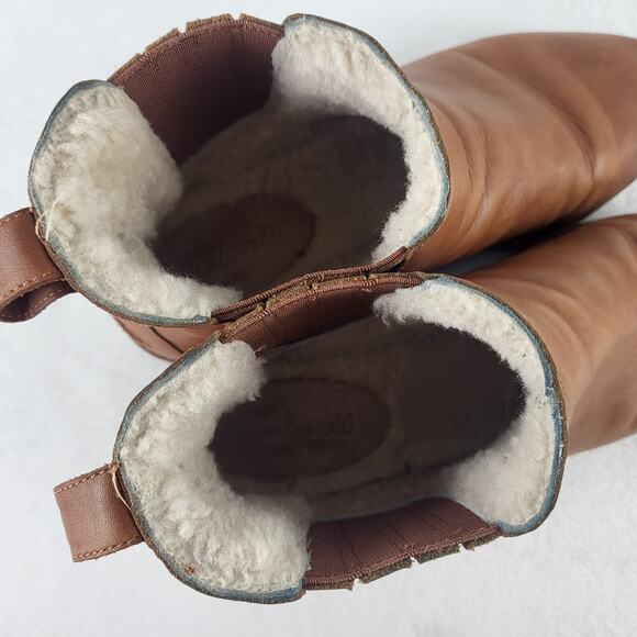 MADEWELL Ainsley Chelsea Leather Shearling Slip On Ankle Boot Brown | Size 10 - Picture 8 of 16